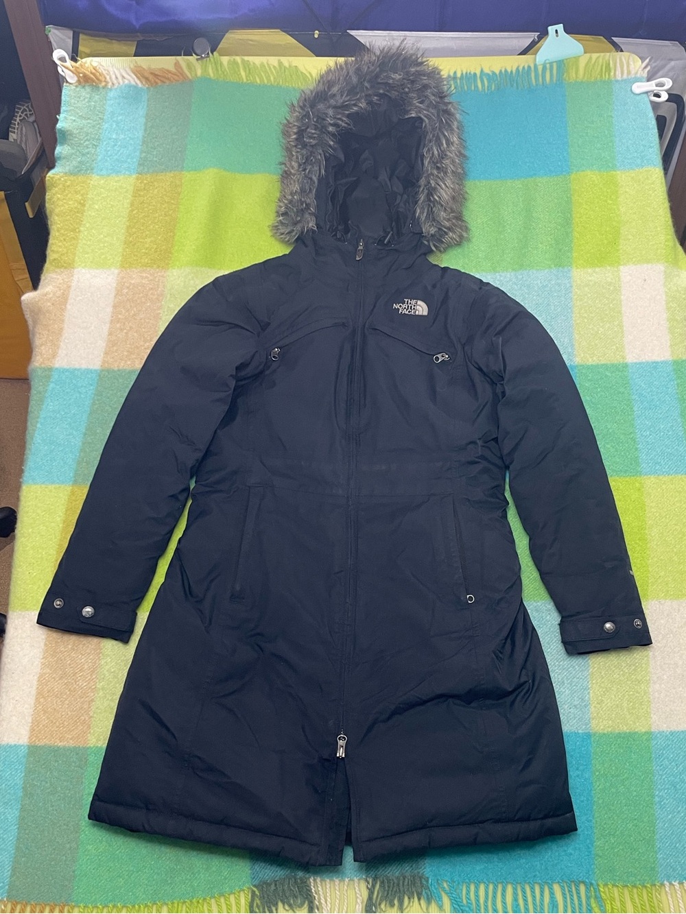 The North Face HyVent Artic Black Goose Down Fur Parka Jacket Womens
